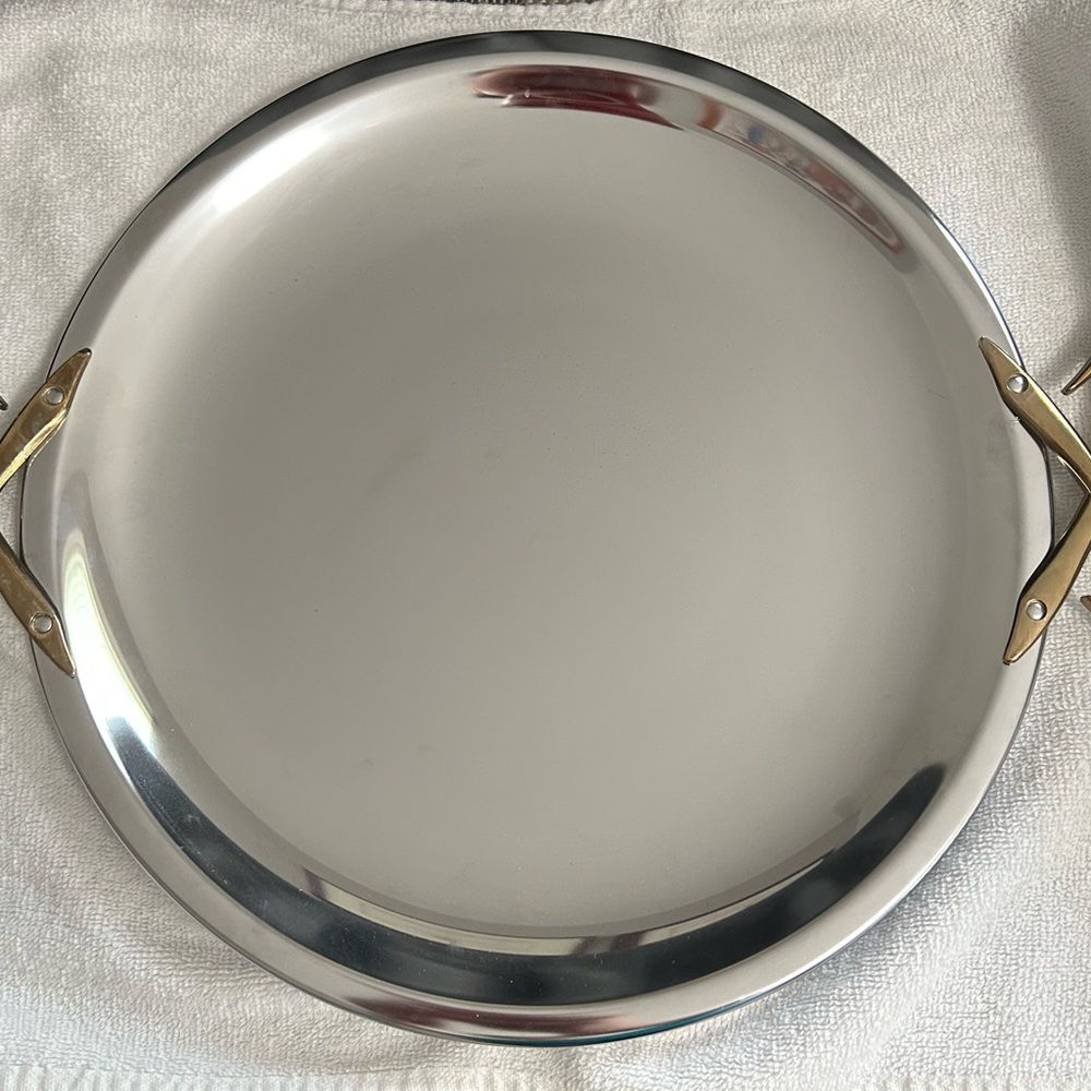 Kromex serving tray silver round used, See pics